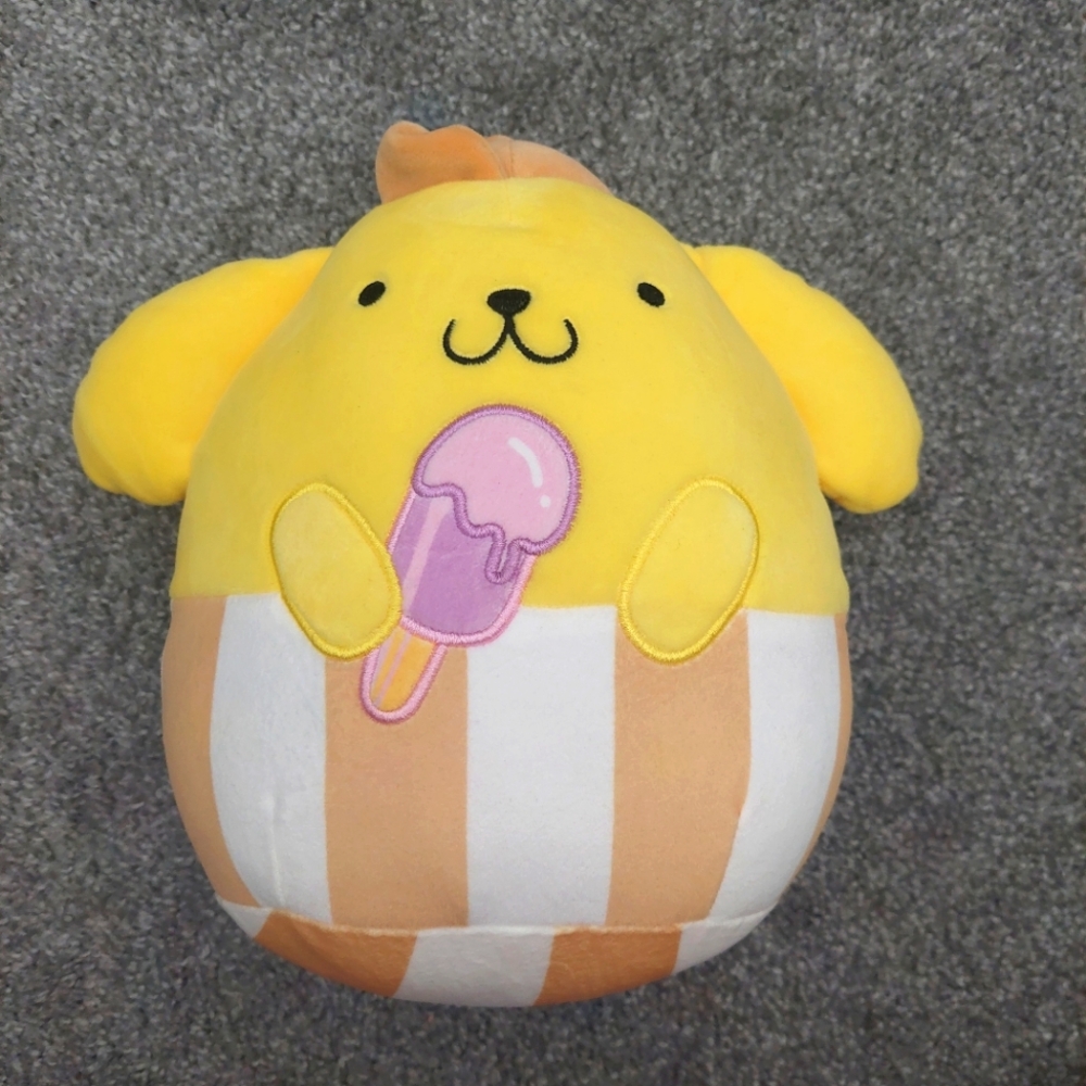 Squishmallow PomPompurlin Popsicle Sanrio yellow dog purple ice cream 8" plush